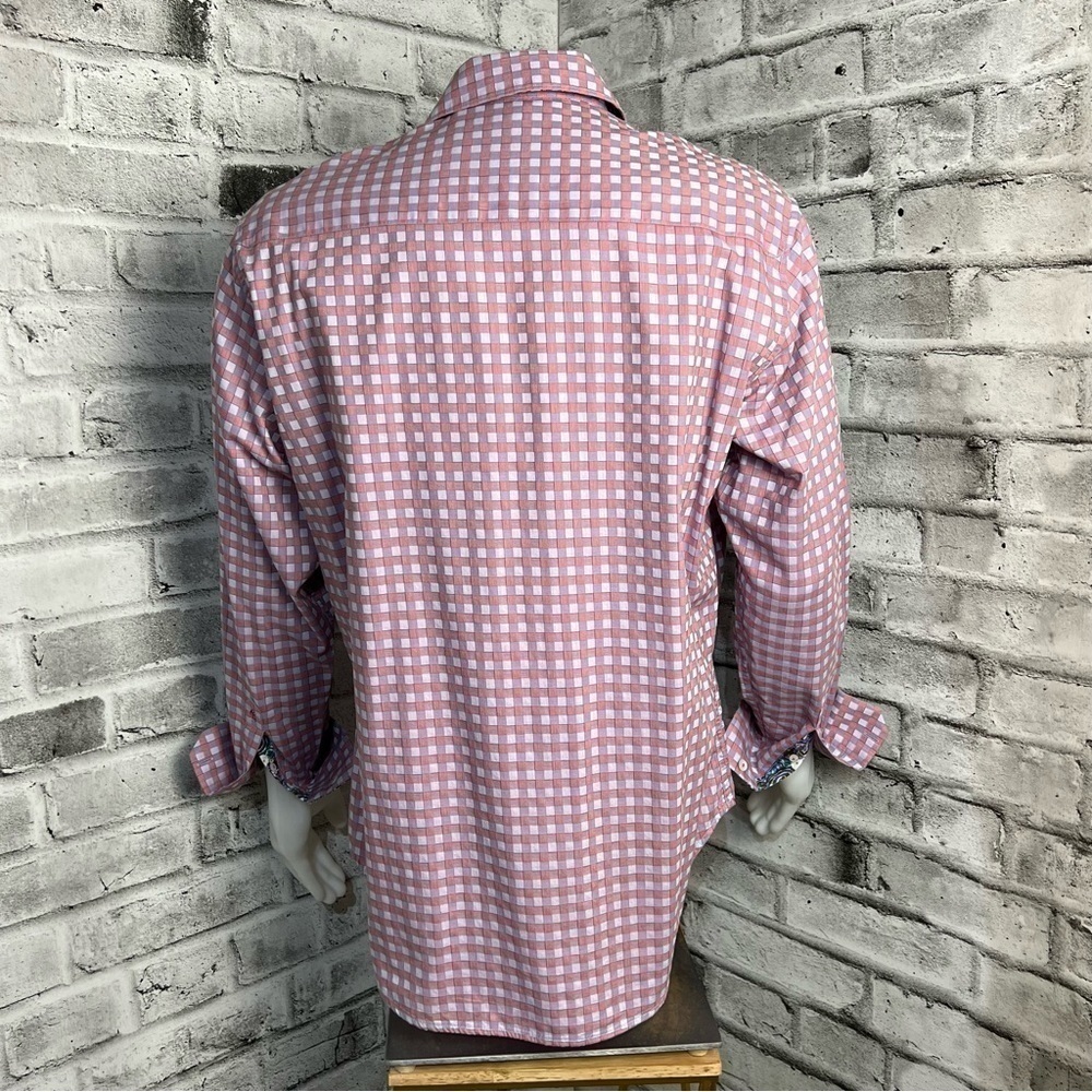 Robert Graham Gingham Print Flip Cuff Casual Shirt - Picture 4 of 7